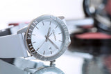  Shop Authentic Calvin Klein Steady Silver Dial White Leather Strap Watch for Women - K7Q211L6 - Luxxuri