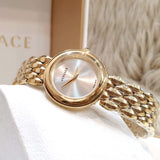  Shop Authentic Versace V-Flare Quartz Silver Dial Gold Steel Strap Watch for Women - VEBN00718 - Luxxuri