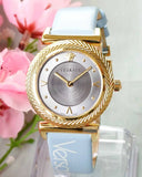  Shop Authentic Versace V-Motif Grey Dial Blue Leather Strap Watch for Women - VERE00318 - Luxxuri