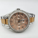  Shop Authentic Fossil Riley Multifunction Rose Gold Dial Two Tone Steel Strap Watch for Women - ES4145 - Luxxuri