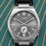 Shop Authentic Citizen Tsuyosa Automatic Grey Dial Black Leather Strap Watch for Men - NK5010-01H - Luxxuri