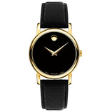  Shop Authentic Movado Museum Black Dial Black Leather Strap Watch For Men - 2100005 - Luxxuri