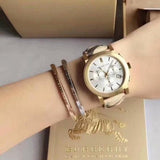  Shop Authentic Burberry The City White Dial Haymarket Beige Leather Strap Watch for Women - BU9752 - Luxxuri