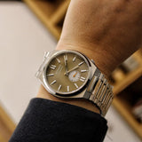  Shop Authentic Citizen Tsuyosa Automatic Titanium Yellow Dial Silver Steel Strap Watch For Men - NK5010-51X - Luxxuri
