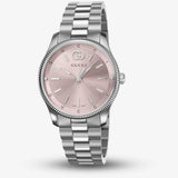  Shop Authentic Gucci G Timeless Quartz Pink Dial Silver Steel Strap Watch for Women - YA1265061 - Luxxuri