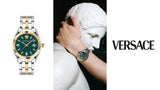  Shop Authentic Versace Greca Time Quartz Green Dial Two Tone Steel Strap Watch For Men - VE3K00422 - Luxxuri