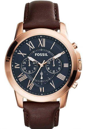  Shop Authentic Fossil Grant Chronograph Blue Dial Brown Leather Strap Watch for Men - FS5068 - Luxxuri
