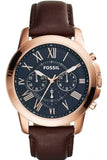  Shop Authentic Fossil Grant Chronograph Blue Dial Brown Leather Strap Watch for Men - FS5068 - Luxxuri