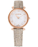  Shop Authentic Swarovski Crystalline Wonder Silver Dial Beige Leather Strap Watch for Women - 5656899 - Luxxuri