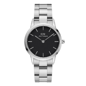  Shop Authentic Daniel Wellington Iconic Link Black Dial Silver Steel Strap Watch For Women - DW00100206 - Luxxuri