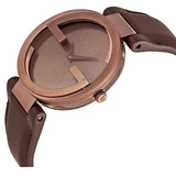  Shop Authentic Gucci Interlocking Brown Dial Brown Leather Strap Watch For Women - YA133309 - Luxxuri