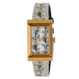  Shop Authentic Gucci G-Frame Floral Mother of Pearl Dial White Leather Strap Watch For Women - YA147407 - Luxxuri