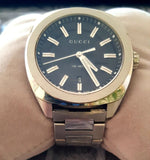  Shop Authentic Gucci GG2570 Quartz Blue Dial Silver Steel Strap Watch For Men - YA142303 - Luxxuri