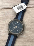  Shop Authentic Emporio Armani Luigi Chronograph Quartz Blue Dial Blue Nylon Strap Watch For Men - AR1949 - Luxxuri