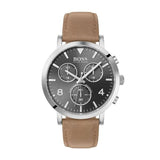  Shop Authentic Hugo Boss Spirit Grey Dial Brown Leather Strap Watch for Men - 1513691 - Luxxuri