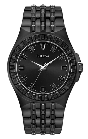  Shop Authentic Bulova Crystal Collection Phantom Black Dial Black Steel Strap Watch for Men - 98A240 - Luxxuri
