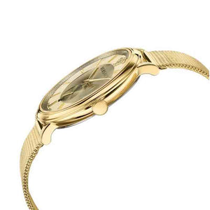  Shop Authentic Versace V Circle Quartz Gold Dial Gold Mesh Bracelet Watch For Men - VBP07017 - Luxxuri