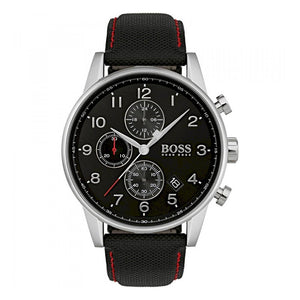  Shop Authentic Hugo Boss Navigator Black Dial Black Leather Strap Watch for Men - 1513535 - Luxxuri