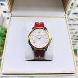  Shop Authentic Versace Audrey Quartz Silver Dial Red Leather Strap Watch for Women - VELR00219 - Luxxuri