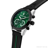  Shop Authentic Maserati Traguardo Chronograph Green Dial Black Silicone Strap Watch For Men - R8871612043 - Luxxuri