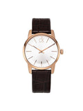  Shop Authentic Calvin Klein City White & Gold Dial Brown Leather Strap Watch For Women - K2G23620 - Luxxuri
