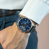  Shop Authentic Tommy Hilfiger Baker Chronograph Quartz Blue Dial Blue Leather Strap Watch For Men - 1710451 - Luxxuri