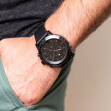  Shop Authentic Tommy Hilfiger Troy Chronograph Black Dial Black Leather Strap Watch For Men - 1792110 - Luxxuri