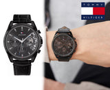  Shop Authentic Tommy Hilfiger Baker Chronograph Black Dial Black Leather Strap Watch For Men  - 1710452 - Luxxuri