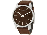  Shop Authentic Calvin Klein City Brown Dial Brown Leather Strap Watch for Men - K2G211GK - Luxxuri