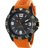  Shop Authentic Tommy Hilfiger Cole Black Dial Orange Rubber Strap Watch for Men - 1790985 - Luxxuri