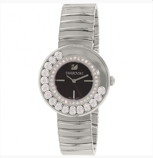 Shop Authentic Swarovski Lovely Crystal Black Dial Silver Steel Strap Watch for Women - 1160305 - Luxxuri