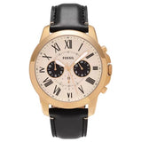  Shop Authentic Fossil Grant Chronograph White Dial Black Leather Strap Watch for Men - FS5272 - Luxxuri