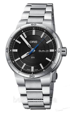  Shop Authentic Oris TT1 Day Date Black Dial Silver Steel Strap Watch for Men - 0173577524154-0782408 - Luxxuri