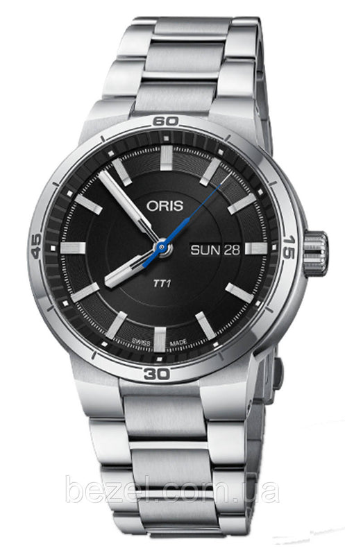  Shop Authentic Oris TT1 Day Date Black Dial Silver Steel Strap Watch for Men - 0173577524154-0782408 - Luxxuri
