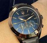  Shop Authentic Maserati Traguardo Chronograph Blue Dial Brown Leather Strap Watch For Men - R8871612008 - Luxxuri