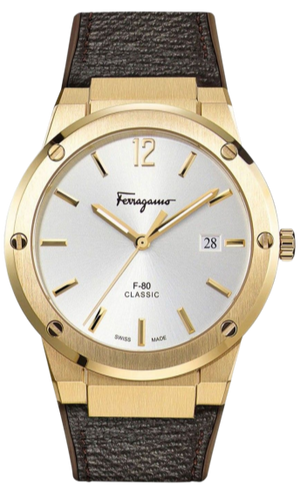  Shop Authentic Salvatore Ferragamo F-80 Classic White Dial Brown Leather Strap Watch for Men - SFDT00819 - Luxxuri