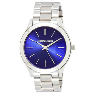  Shop Authentic Michael Kors Slim Runway Quartz Blue Dial Silver Steel Strap Watch For Women - MK3379 - Luxxuri