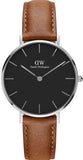  Shop Authentic Daniel Wellington Petite Sterling Black Dial Brown Leather Strap Watch For Women - DW00100178 - Luxxuri