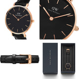  Shop Authentic Daniel Wellington Classic Petite Sheffield Black Dial Black Leather Strap Watch For Women - DW00100224 - Luxxuri