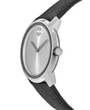  Shop Authentic Movado Bold Silver Dial Black Leather Strap Watch For Men - 3600468 - Luxxuri