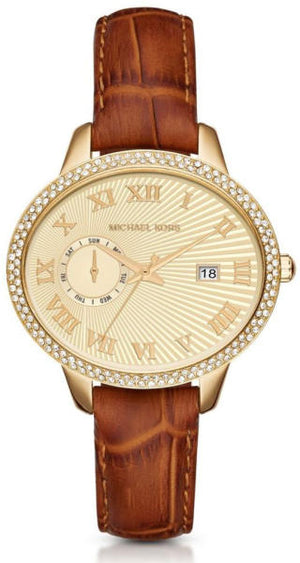  Shop Authentic Michael Kors Whitley Quartz Gold Dial Brown Leather Strap Watch For Women - MK2428 - Luxxuri