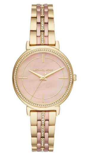  Shop Authentic Michael Kors Cinthia Mother of Pearl Rose Gold Dial Two Tone Steel Strap Watch for Women - MK3860 - Luxxuri