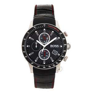  Shop Authentic Hugo Boss Rafale Chronograph Black Dial Black Leather Strap Watch For Men - 1513390 - Luxxuri