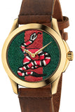  Shop Authentic Gucci G Timeless Quartz Green & Red Dial Brown Leather Strap Watch For Men - YA126451 - Luxxuri