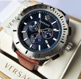  Shop Authentic Versace Casual Chronograph Blue Dial Brown Leather Strap Watch for Men - VERG002-18 - Luxxuri