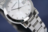  Shop Authentic Burberry The City Diamonds Silver Dial Silver Steel Strap Watch for Women - BU9125 - Luxxuri