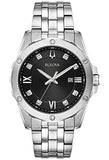  Shop Authentic Bulova Diamond Accent Black Dial Silver Steel Strap Watch for Men - 96K106 - Luxxuri