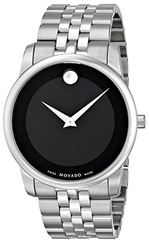  Shop Authentic Movado Museum Classic Black Dial Silver Steel Strap Watch For Men - 606504 - Luxxuri