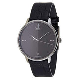  Shop Authentic Calvin Klein Accent Black Dial Black Leather Strap Watch for Men - K2Y2X1CU - Luxxuri