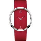  Shop Authentic Calvin Klein Glam Transparent Dial Red Leather Strap Watch for Women - K9423144 - Luxxuri